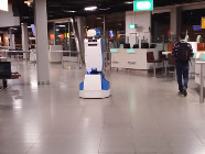 Arrival of the SPENCER robot at Schiphol Airport.