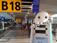 The SPENCER robot at Schiphol Airport.