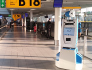 The SPENCER robot at Schiphol Airport.