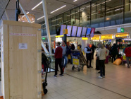 Arrival of the SPENCER robot at Schiphol Airport.