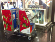 Dynamice obstacles at Schiphol airport: A cleaning trolley.